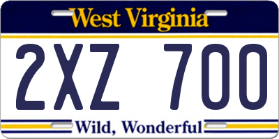 WV license plate 2XZ700