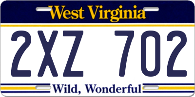 WV license plate 2XZ702