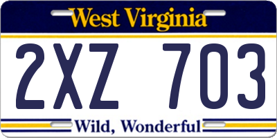 WV license plate 2XZ703