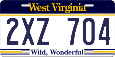 WV license plate 2XZ704