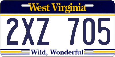 WV license plate 2XZ705