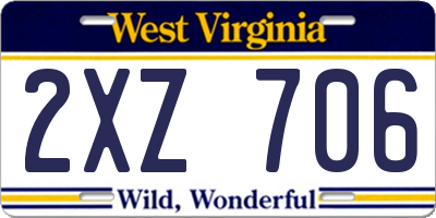 WV license plate 2XZ706