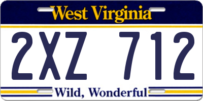 WV license plate 2XZ712