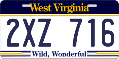WV license plate 2XZ716
