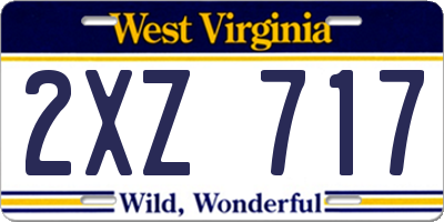WV license plate 2XZ717