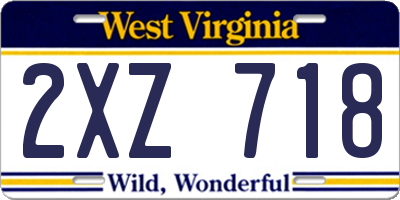 WV license plate 2XZ718