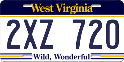 WV license plate 2XZ720