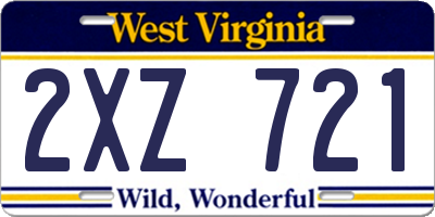 WV license plate 2XZ721