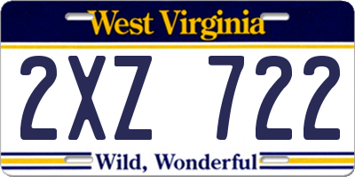 WV license plate 2XZ722