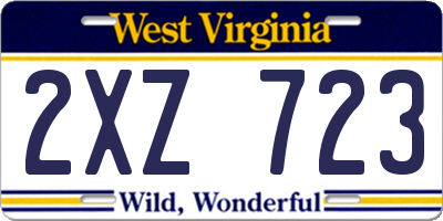WV license plate 2XZ723