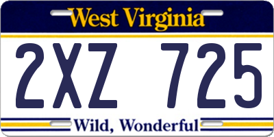 WV license plate 2XZ725