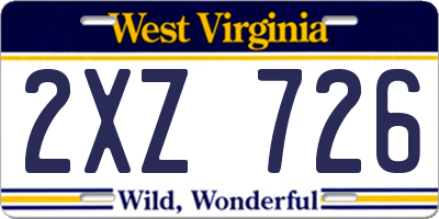 WV license plate 2XZ726