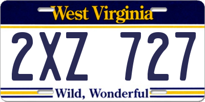 WV license plate 2XZ727