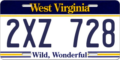 WV license plate 2XZ728
