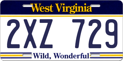 WV license plate 2XZ729