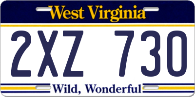 WV license plate 2XZ730
