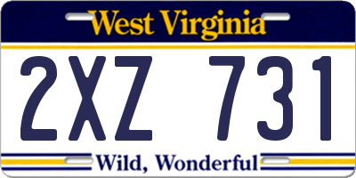 WV license plate 2XZ731