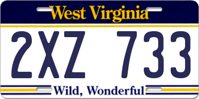 WV license plate 2XZ733