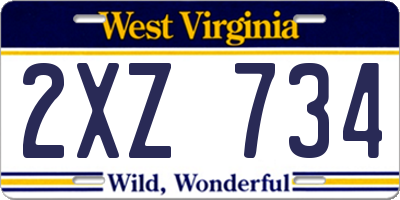 WV license plate 2XZ734
