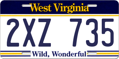 WV license plate 2XZ735