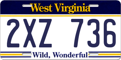WV license plate 2XZ736