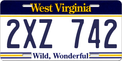 WV license plate 2XZ742