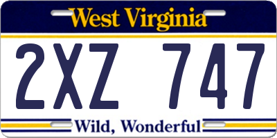 WV license plate 2XZ747