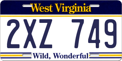WV license plate 2XZ749