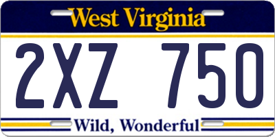WV license plate 2XZ750