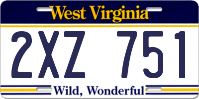 WV license plate 2XZ751