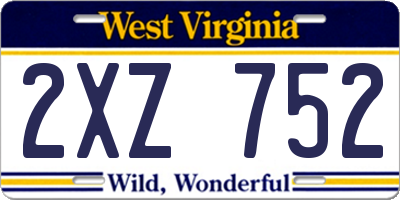 WV license plate 2XZ752