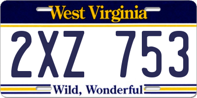 WV license plate 2XZ753