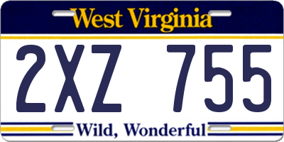 WV license plate 2XZ755