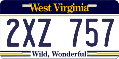 WV license plate 2XZ757