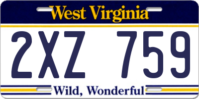 WV license plate 2XZ759