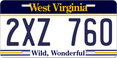 WV license plate 2XZ760