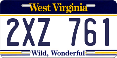 WV license plate 2XZ761