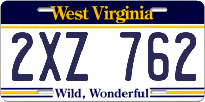 WV license plate 2XZ762