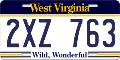 WV license plate 2XZ763