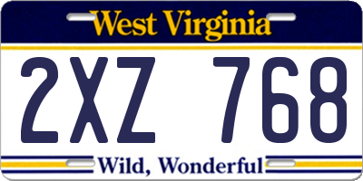 WV license plate 2XZ768
