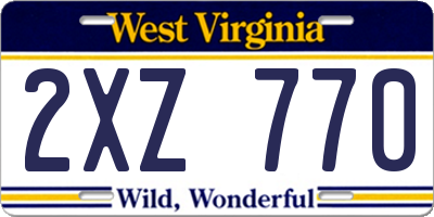 WV license plate 2XZ770
