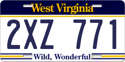 WV license plate 2XZ771