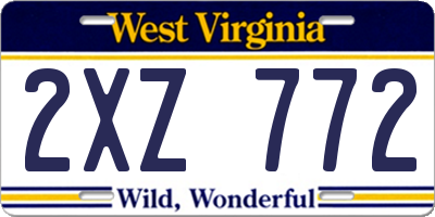 WV license plate 2XZ772