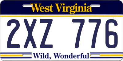 WV license plate 2XZ776