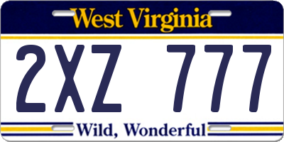 WV license plate 2XZ777