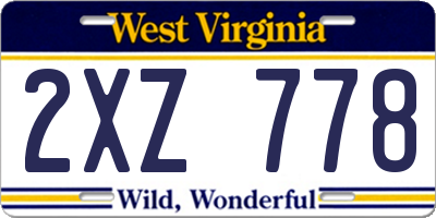 WV license plate 2XZ778