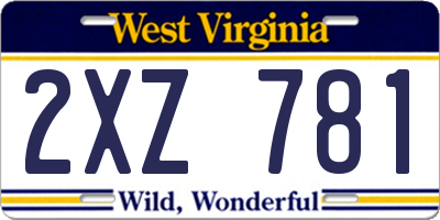 WV license plate 2XZ781