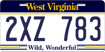 WV license plate 2XZ783