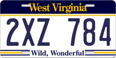 WV license plate 2XZ784