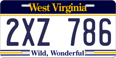WV license plate 2XZ786